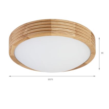 Brilagi - LED stropna svetilka CARVALHO MODERN SLIM 1xE27/60W/230V, premer 27,5 cm, hrast