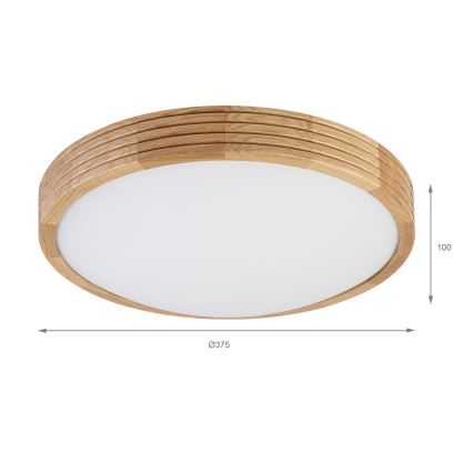Brilagi - LED stropno svetilo CARVALHO MODERN SLIM 2xE27/60W/230V Ø 37,5 cm hrast