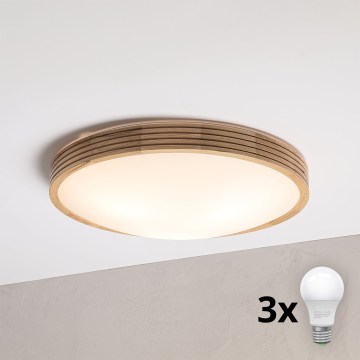 Brilagi - LED stropna svetilka CARVALHO MODERN SLIM 3xE27/60W/230V premer 47,5 cm hrast