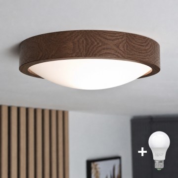 Brilagi - LED stropna svetilka CARVALHO SLIM 1xE27/15W/230V, hrast/oreh, Ø 27 cm