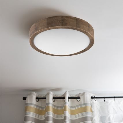 Brilagi - LED stropna svetilka CARVALHO SLIM 1xE27/15W/230V, hrast/oreh, Ø 27 cm