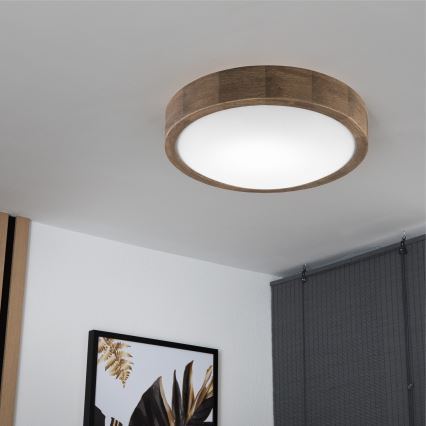 Brilagi - LED stropna svetilka CARVALHO SLIM 1xE27/15W/230V, hrast/oreh, Ø 27 cm