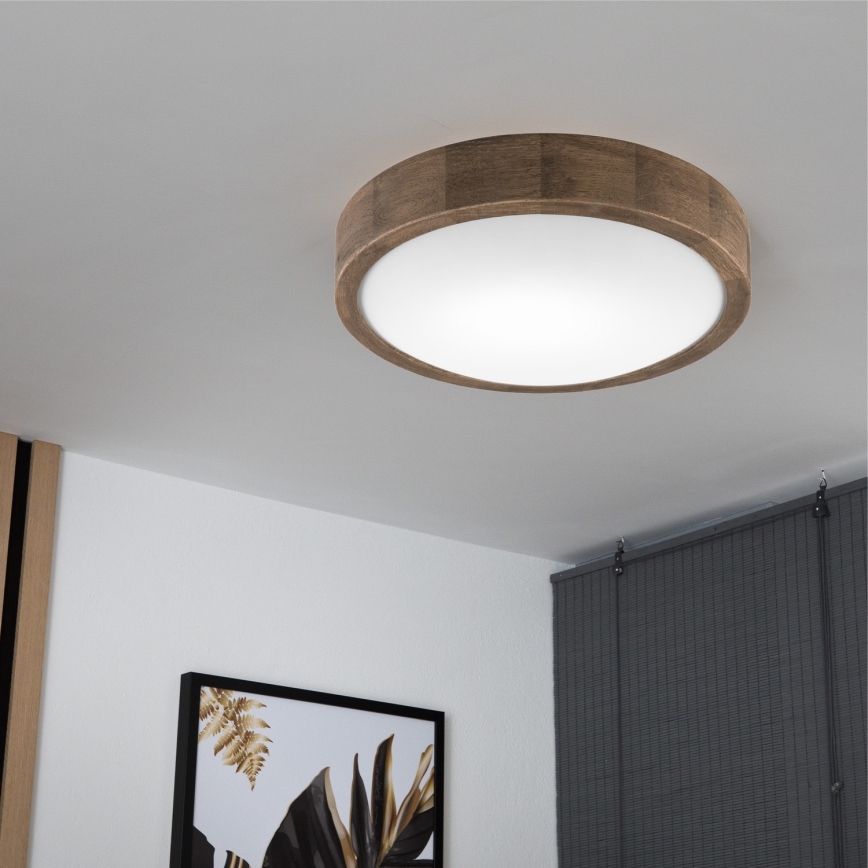 Brilagi - LED stropna svetilka CARVALHO SLIM 1xE27/15W/230V, hrast/oreh, Ø 27 cm