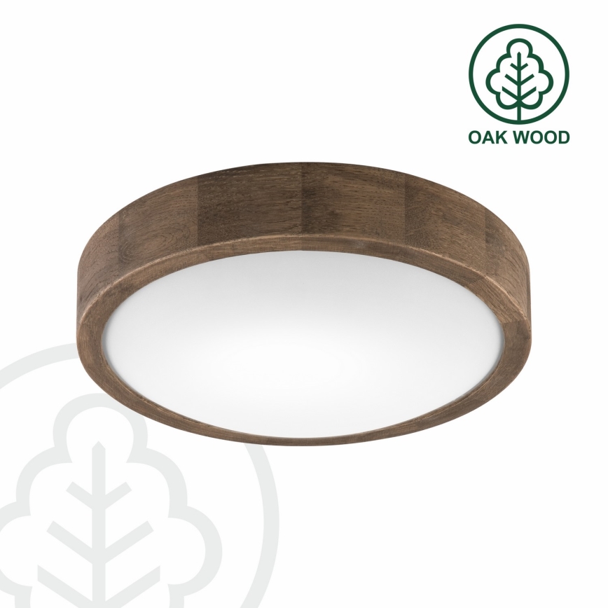 Brilagi - LED stropna svetilka CARVALHO SLIM 1xE27/15W/230V, hrast/oreh, Ø 27 cm