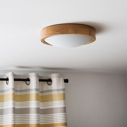 Brilagi - LED stropna svetilka CARVALHO SLIM 1xE27/15W/230V, hrast, premer 27 cm