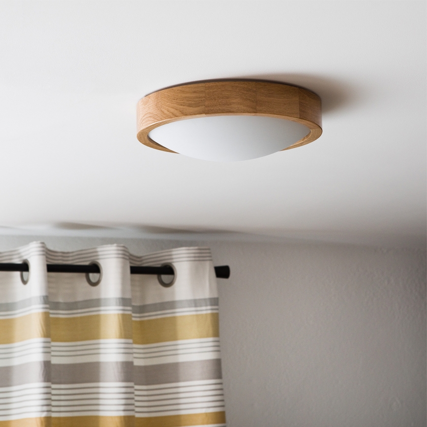 Brilagi - LED stropna svetilka CARVALHO SLIM 1xE27/15W/230V, hrast, premer 27 cm