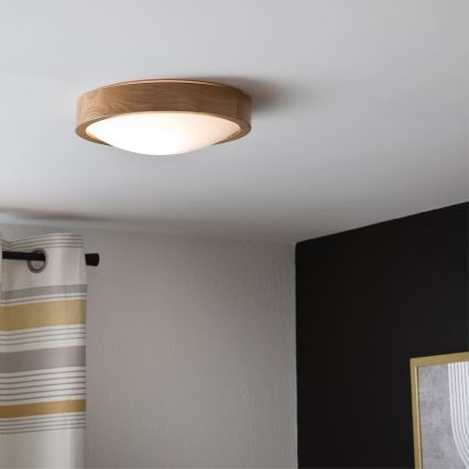 Brilagi - LED stropna svetilka CARVALHO SLIM 1xE27/15W/230V, hrast, premer 27 cm