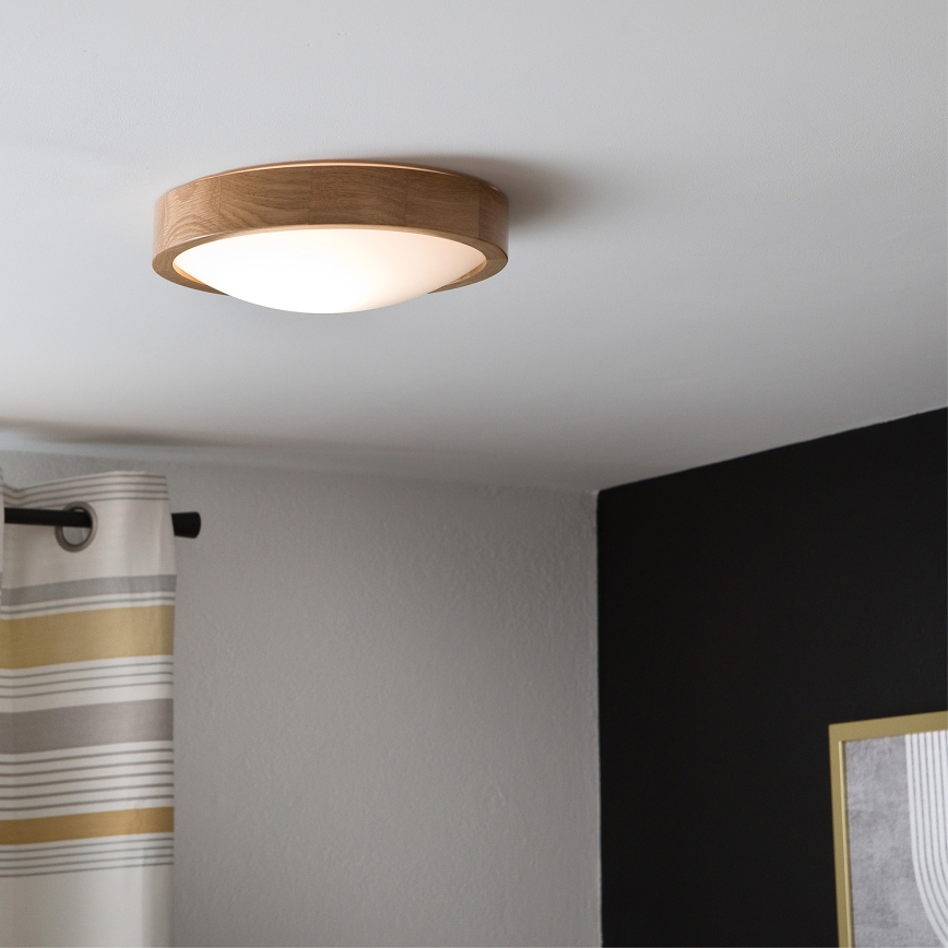 Brilagi - LED stropna svetilka CARVALHO SLIM 1xE27/15W/230V, hrast, premer 27 cm