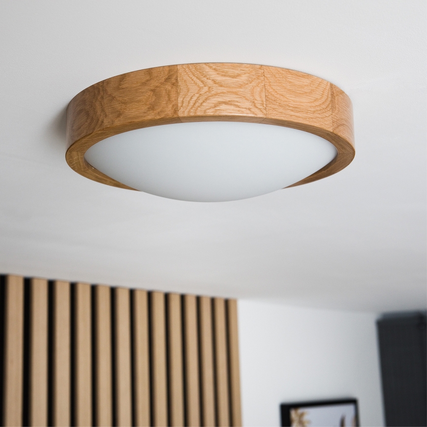 Brilagi - LED stropna svetilka CARVALHO SLIM 1xE27/15W/230V, hrast, premer 27 cm