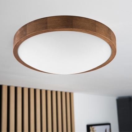 Brilagi - LED stropna svetilka CARVALHO SLIM 2xE27/15W/230V, hrast/češnja, Ø 37 cm