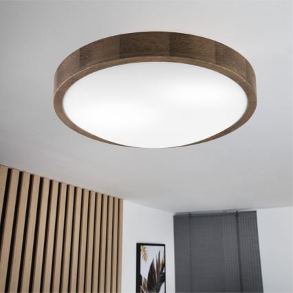 Brilagi - LED stropna svetilka CARVALHO SLIM 2xE27/15W/230V hrast/oreh, premer 37 cm