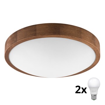 Brilagi - LED Stropna svetilka CARVALHO SLIM 2xE27/60W/230V hrast češnja pr. 37 cm