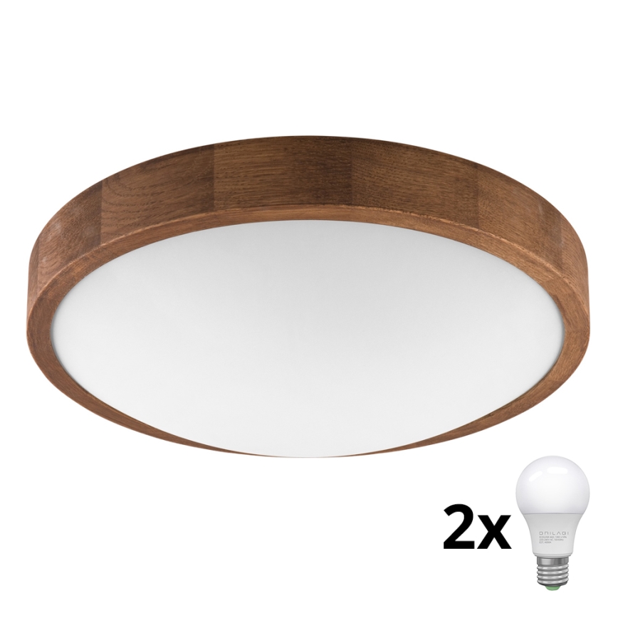 Brilagi - LED Stropna svetilka CARVALHO SLIM 2xE27/60W/230V hrast češnja pr. 37 cm