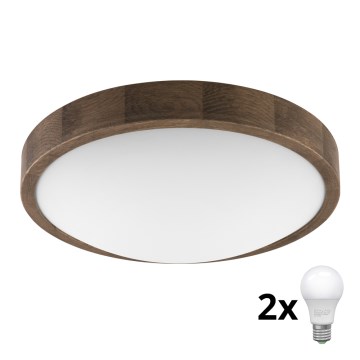 Brilagi - LED Stropna svetilka CARVALHO SLIM 2xE27/60W/230V hrast oreh pr. 37 cm