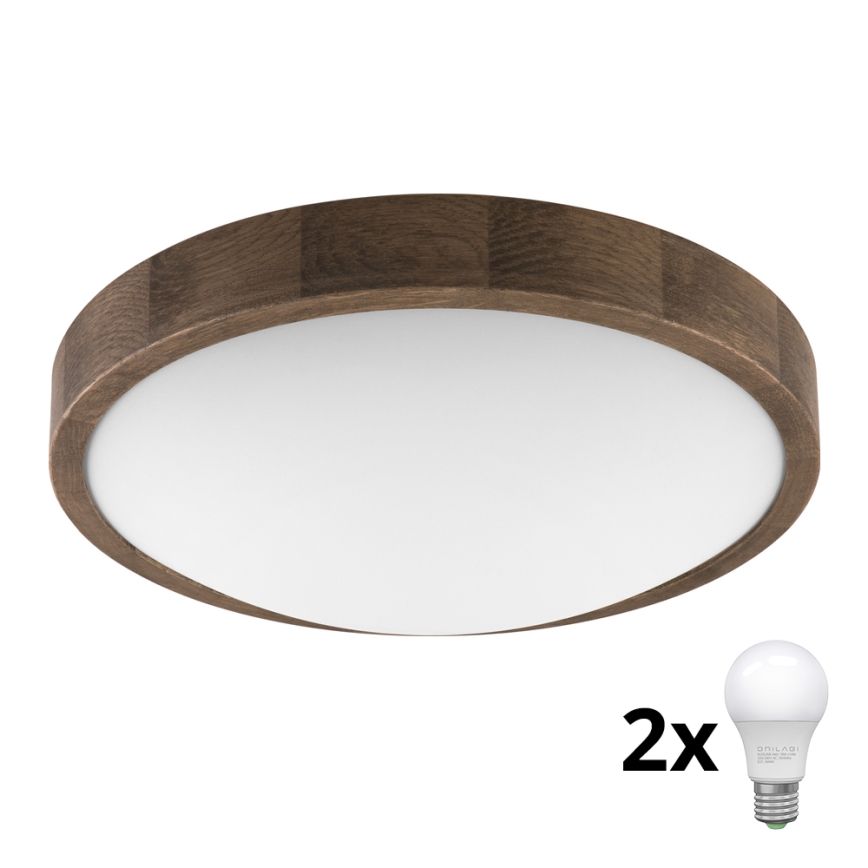 Brilagi - LED Stropna svetilka CARVALHO SLIM 2xE27/60W/230V hrast oreh pr. 37 cm