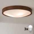 BRILAGI - LED stropna svetilka CARVALHO SLIM 3xE27/15W/230V, hrast/oreh, premer 47 cm