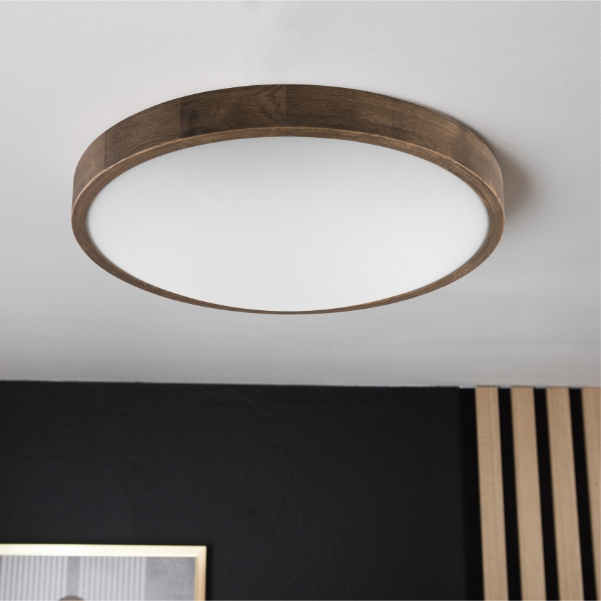 Brilagi - LED stropna svetilka CARVALHO SLIM 3xE27/15W/230V, hrast/oreh, premer 47 cm
