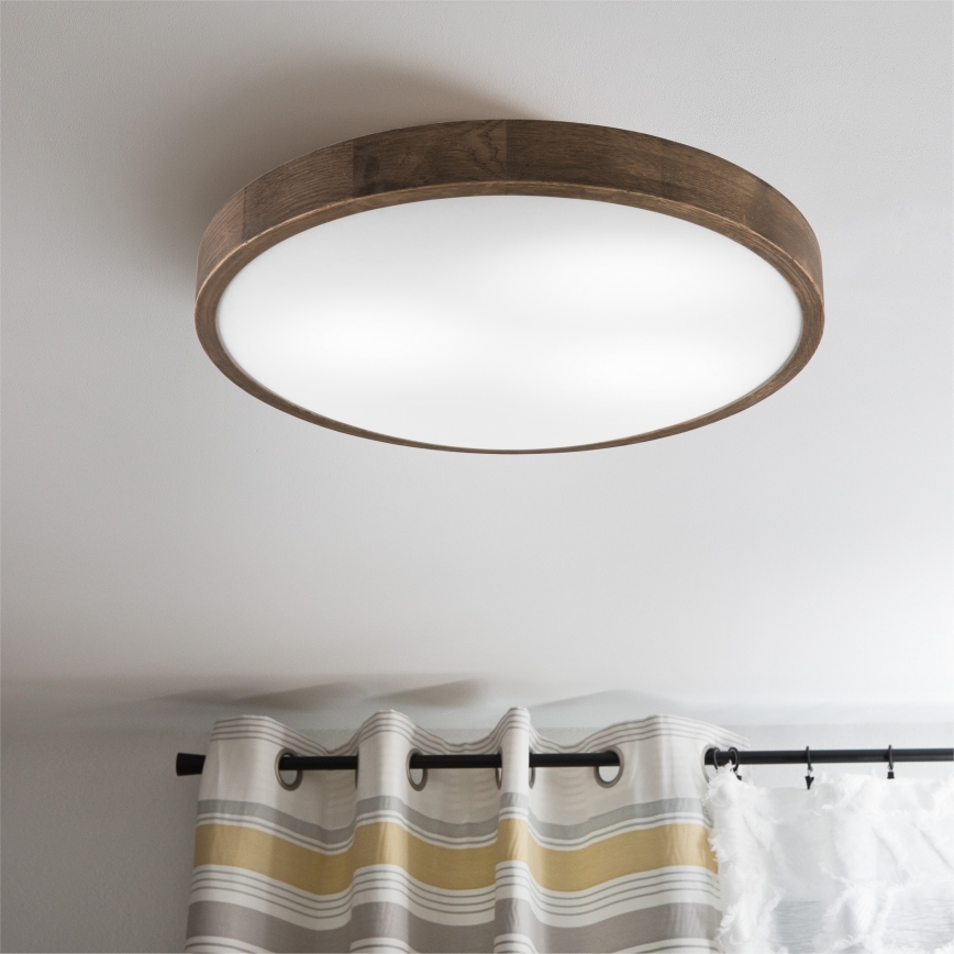 Brilagi - LED stropna svetilka CARVALHO SLIM 3xE27/15W/230V, hrast/oreh, premer 47 cm