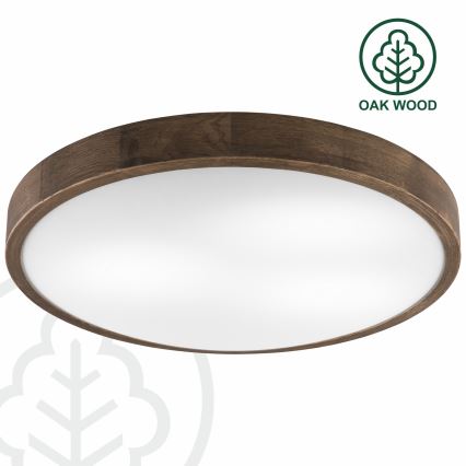 Brilagi - LED stropna svetilka CARVALHO SLIM 3xE27/15W/230V, hrast/oreh, premer 47 cm