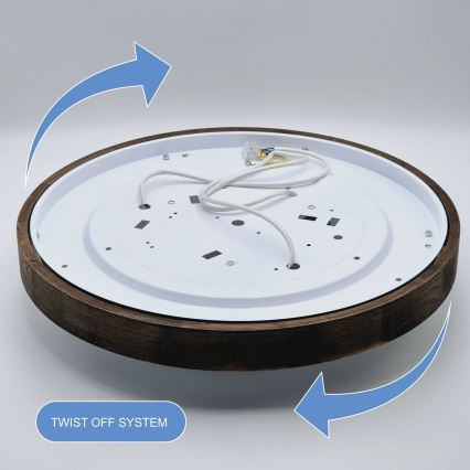 Brilagi - LED stropna svetilka CARVALHO SLIM 3xE27/15W/230V, hrast/oreh, premer 47 cm