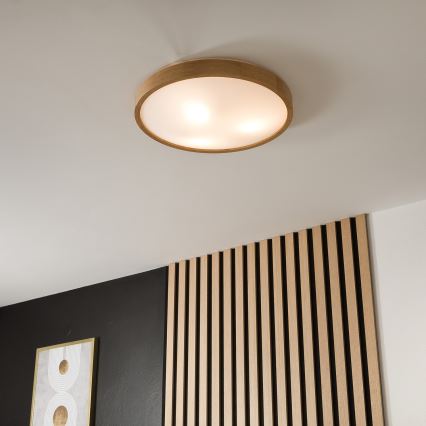 Brilagi - LED stropna svetilka CARVALHO SLIM 3xE27/15W/230V, hrast, premer 47 cm