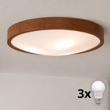 Brilagi - LED stropna svetilka CARVALHO SLIM 3xE27/45W/230V hrast/češnja, premer 47 cm