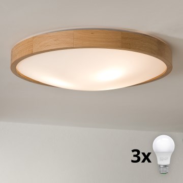 Brilagi - LED stropna svetilka CARVALHO SLIM 3xE27/45W/230V hrast, premer 47 cm