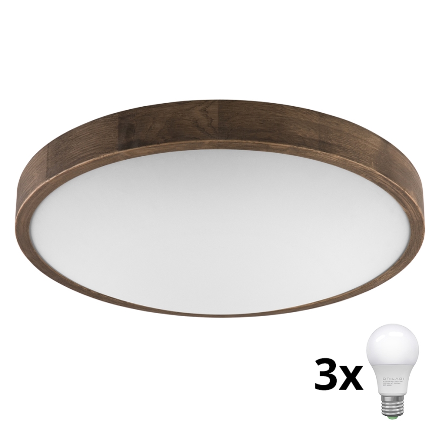 Brilagi - LED Stropna svetilka CARVALHO SLIM 3xE27/60W/230V hrast oreh pr. 47 cm