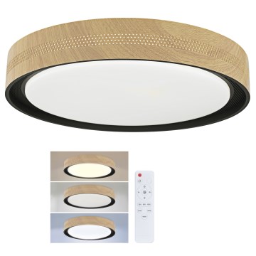 Brilagi - LED stropna svetilka COCI z možnostjo zatemnitve LED/48W/230V 3000-6500K, premer 39 cm, dekor lesa/črna + daljinski upravljalnik