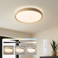 Brilagi - LED stropna svetilka CORVO LED/72W/230V 3000-6000K, lesni dekor, premer 50 cm + daljinski upravljalnik