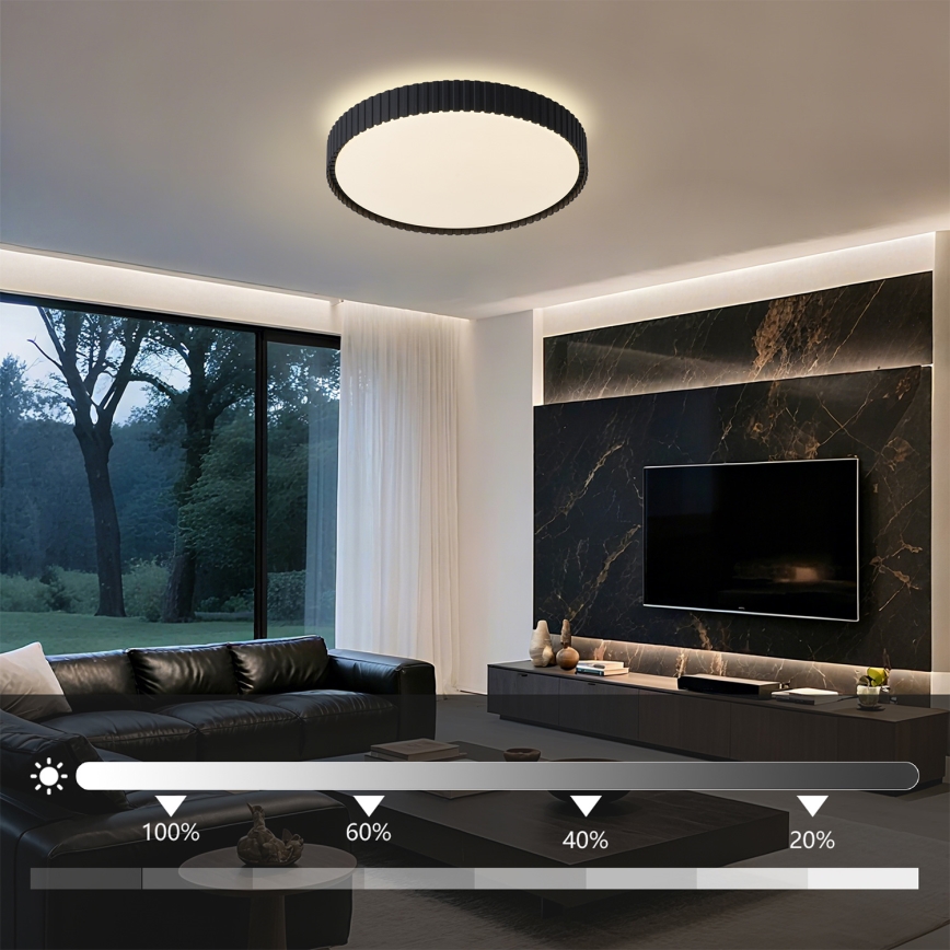 Brilagi - LED zatemnjiva stropna svetilka CORVO LED/54W/230V 3000-6000K črna premer 40 cm + daljinski upravljalnik