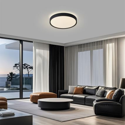 Brilagi - LED zatemnjiva stropna svetilka CORVO LED/54W/230V 3000-6000K črna premer 40 cm + daljinski upravljalnik