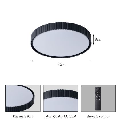 Brilagi - LED zatemnjiva stropna svetilka CORVO LED/54W/230V 3000-6000K črna premer 40 cm + daljinski upravljalnik