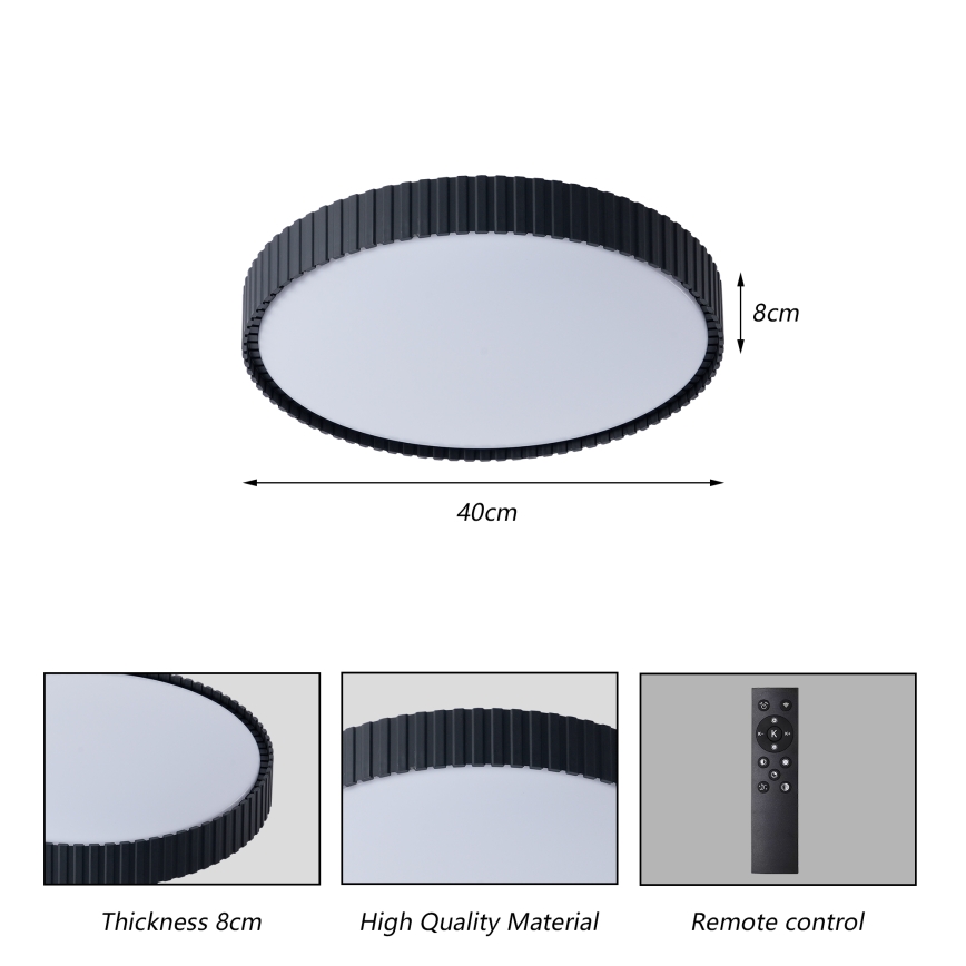 Brilagi - LED zatemnjiva stropna svetilka CORVO LED/54W/230V 3000-6000K črna premer 40 cm + daljinski upravljalnik