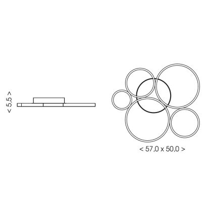 Brilagi - LED stropna svetilka ECHO, 60 W, 230 V, 4000 K, 50 x 57 cm, črna