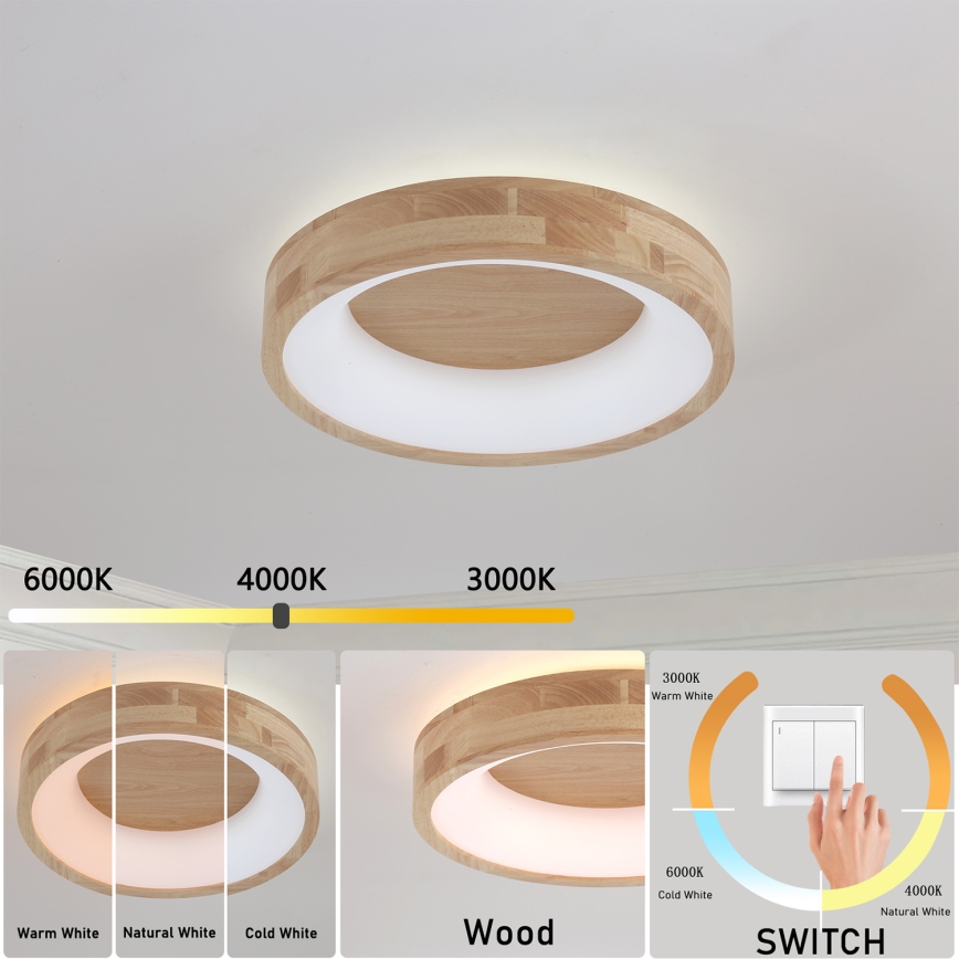 Brilagi - LED stropna svetilka FALCON WOOD LED/30W/230V 3000/4000/6000K premer 45 cm les