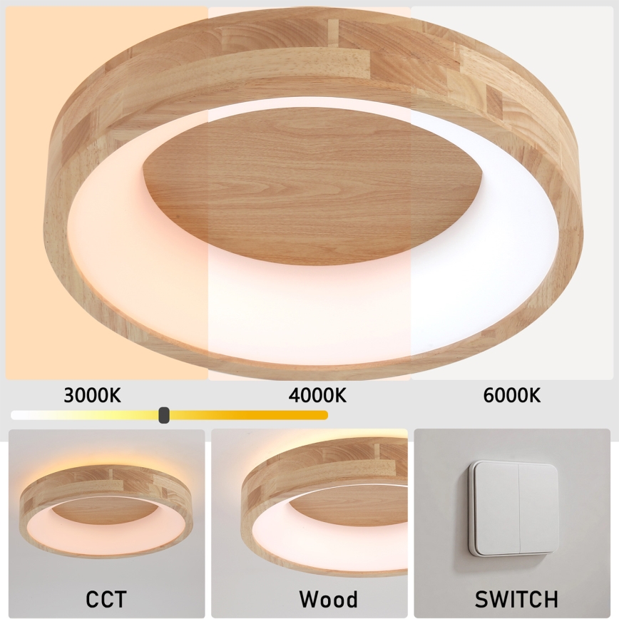 Brilagi - LED stropna svetilka FALCON WOOD LED/30W/230V 3000/4000/6000K premer 45 cm les