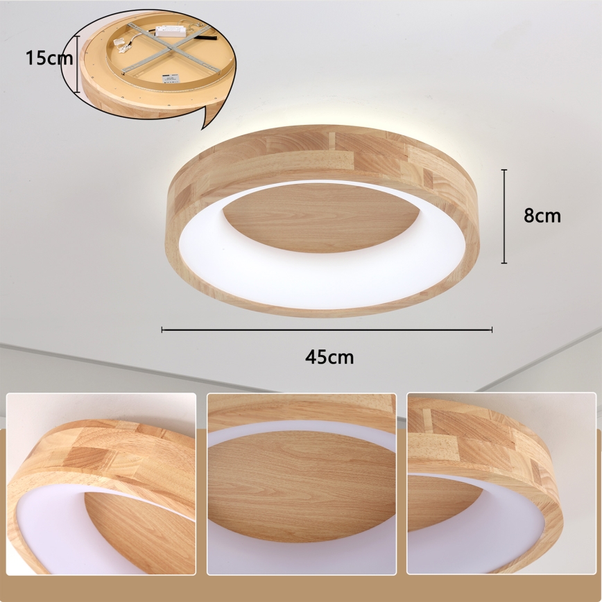 Brilagi - LED stropna svetilka FALCON WOOD LED/30W/230V 3000/4000/6000K premer 45 cm les
