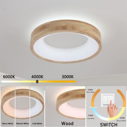 Brilagi - LED stropna svetilka FALCON WOOD LED/30W/230V 3000/4000/6000K, premer 45 cm, lesena