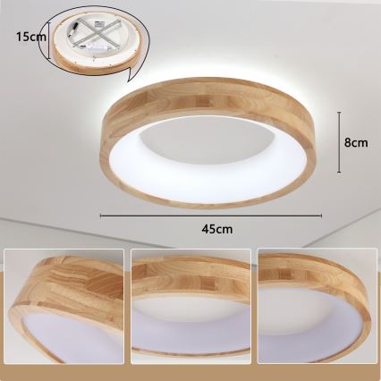 Brilagi - LED stropna svetilka FALCON WOOD LED/30W/230V 3000/4000/6000K, premer 45 cm, lesena