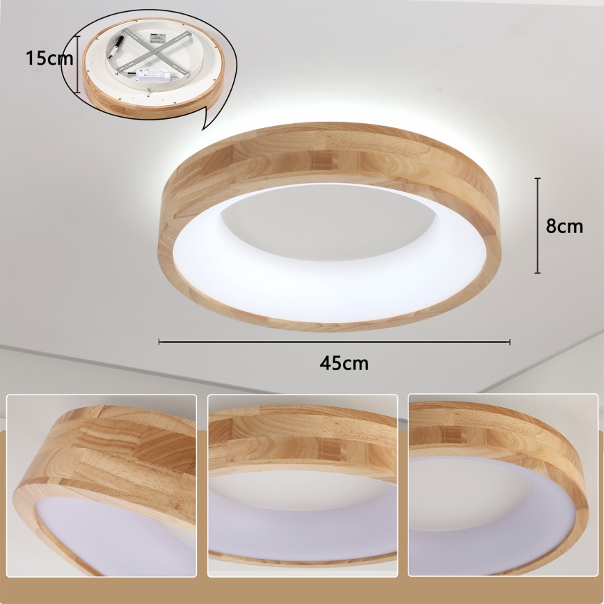 Brilagi - LED stropna svetilka FALCON WOOD LED/30W/230V 3000/4000/6000K, premer 45 cm, lesena