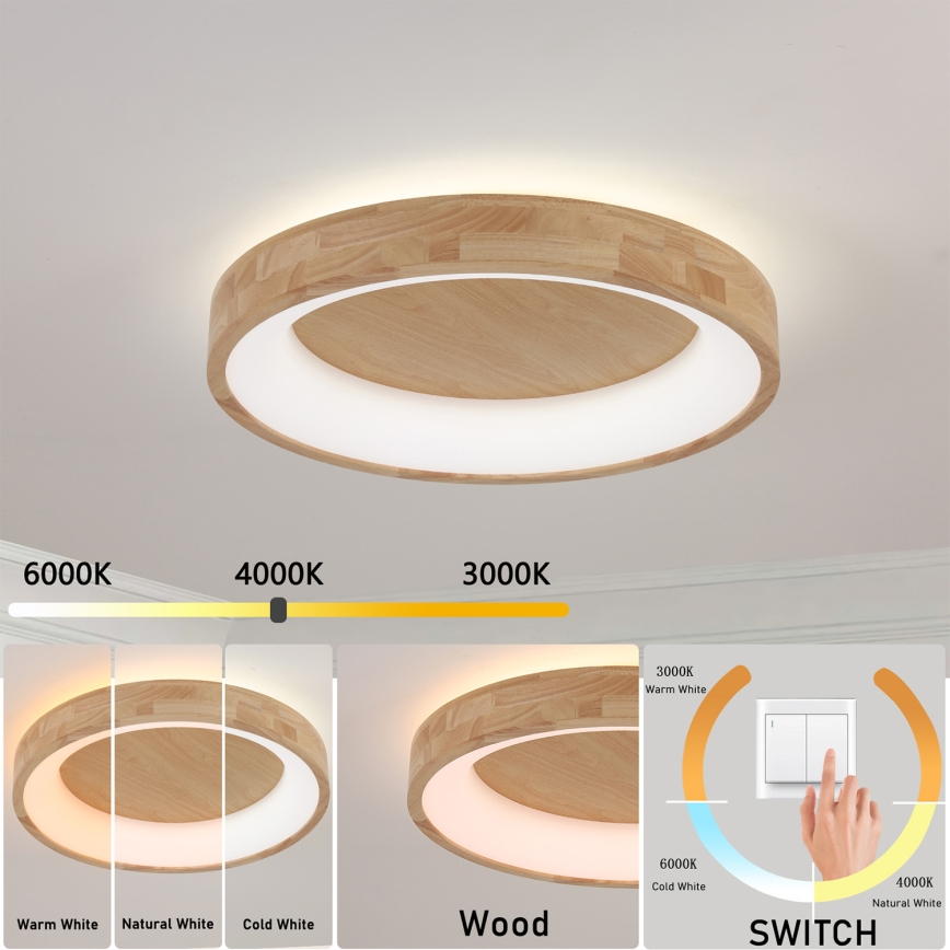 Brilagi - stropna LED svetilka FALCON WOOD LED/40W/230V 3000/4000/6000K, premer 60 cm, lesena