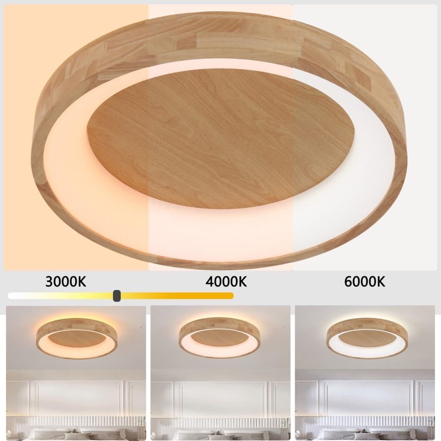 Brilagi - stropna LED svetilka FALCON WOOD LED/40W/230V 3000/4000/6000K, premer 60 cm, lesena