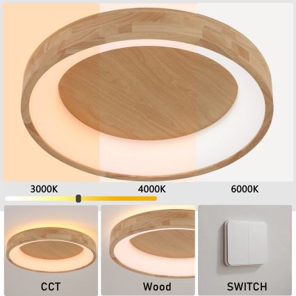 Brilagi - stropna LED svetilka FALCON WOOD LED/40W/230V 3000/4000/6000K, premer 60 cm, lesena