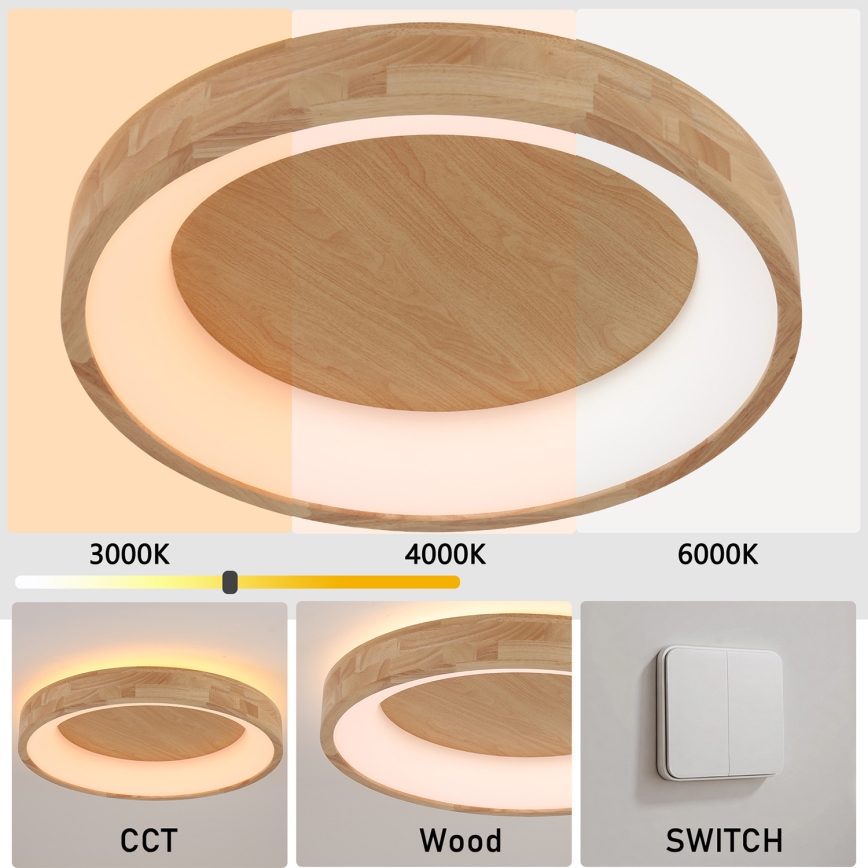 Brilagi - stropna LED svetilka FALCON WOOD LED/40W/230V 3000/4000/6000K, premer 60 cm, lesena