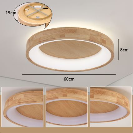 Brilagi - stropna LED svetilka FALCON WOOD LED/40W/230V 3000/4000/6000K, premer 60 cm, lesena