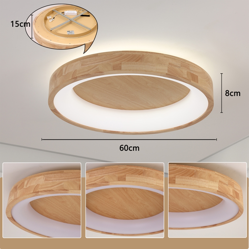 Brilagi - stropna LED svetilka FALCON WOOD LED/40W/230V 3000/4000/6000K, premer 60 cm, lesena