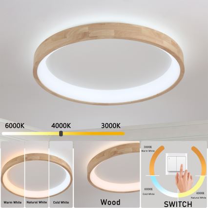 Brilagi - LED stropna svetilka FALCON WOOD LED/60W/230V 3000/4000/6000K premer 80 cm les