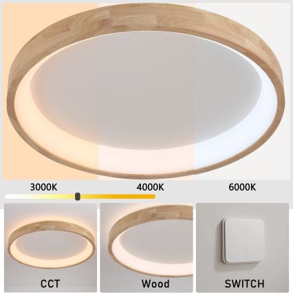 Brilagi - LED stropna svetilka FALCON WOOD LED/60W/230V 3000/4000/6000K premer 80 cm les