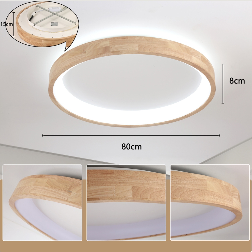 Brilagi - LED stropna svetilka FALCON WOOD LED/60W/230V 3000/4000/6000K premer 80 cm les